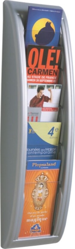 Espositore da parete Quick Fit System - 5 tasche A5 - grigio - Paperflow Cancelleria e prodotti per ufficio/Archivio ufficio e accessori per scrivania/Accessori da scrivania e archiviazione/Portabrochure Eurocartuccia - Pavullo, Commerciovirtuoso.it