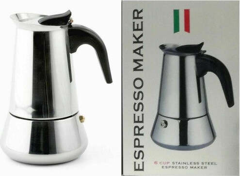 Espresso-Maker-Caffettiera-Moka-Macchinetta-Caffè-6-Tazze-Acciaio-Inox