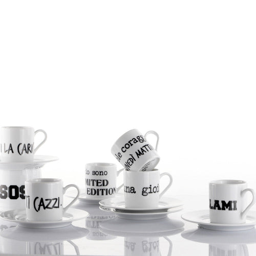 Set 6 Tazze Caffè c/piattino Graffiti MIX By Weissestal 2504S58