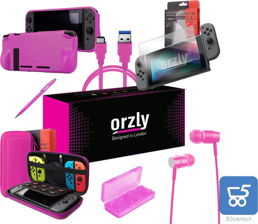 Essential Pack per Nintendo Switch Case 2 vetri protettivi Grip Case Porta Cavo USB  Cartucce Cuffie Penna Colore ROSA