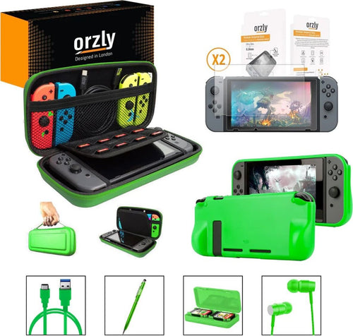 Essential Pack per Nintendo Switch Case 2 vetri protettivi Grip Case Porta Cavo USB  Cartucce Cuffie Penna Colore VERDE