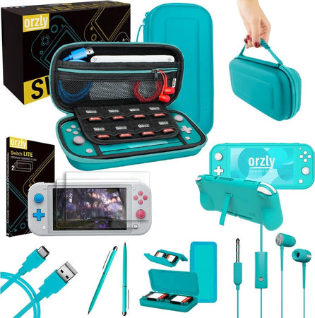 Essential Pack per Nintendo Switch Lite Custodia Cuffie Cavo USB Vetro protettivo Porta Cartucce Penna