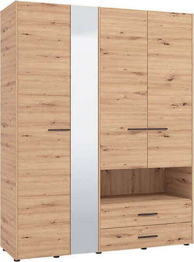 ESSENZA---armadio-4-ante-2-cassetti-con-specchio-cm-161-x-55-x-205,5-h-Rovere-Chiaro-Milani-Home