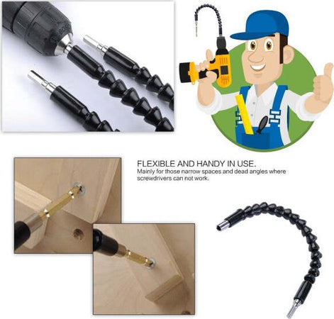 Estensore-Trapano-Cacciavite-Ad-Angolo-90°-Snake-Bit-Flessibile-Prolunga-2-Pz