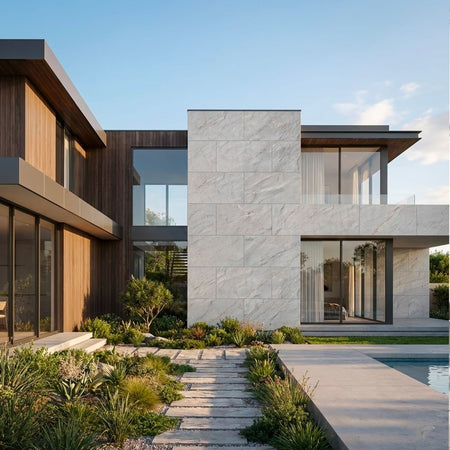 CAPPOTTO esterno - interno isolante in STYROFOAM 3D spess. 2,5cm (120x50cm) con resine e malta Marmo asciato sabbiato