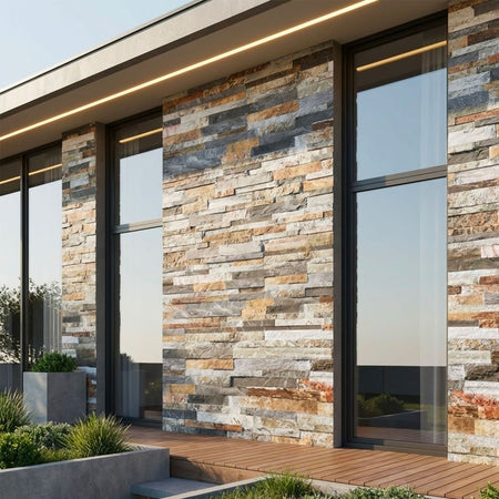 CAPPOTTO esterno - interno isolante in STYROFOAM 3D sp.2cm (120x30cm) con sabbiatura e malta Pietra mista