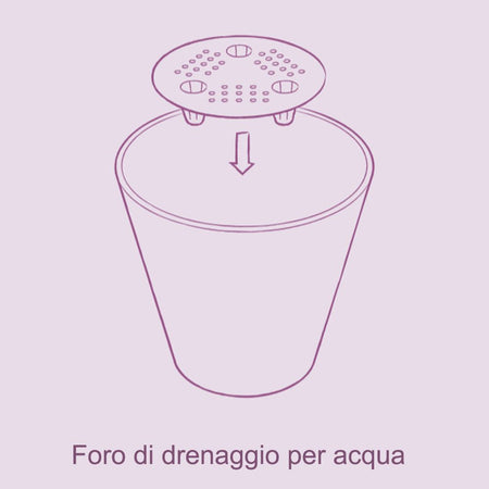 Vaso tondo "Estoril con riserva d'acqua" da esterno e giardino fiori e piante