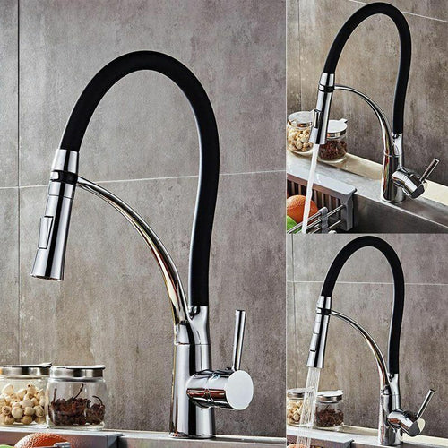 ESTRAIBILE-MISCELATORE-RUBINETTO-MONOCOMANDO-PER-LAVELLO-CUCINA-CROMATO-OTTONE