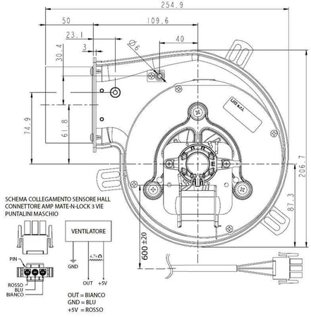 Estrattore 50W Pl21, Flangia Diam 80Mm Integrata, Pre Fino A 300Pa, Port Fino A 140M3/H, Per Stufe a Pellet 14706001