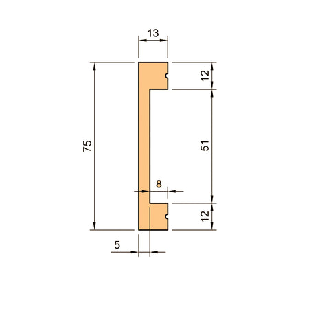 116ml bancale di Battiscopa SQUADRATO BIANCO Passacavo 75x13x2000mm in POLIMERI - Eternal Parquet