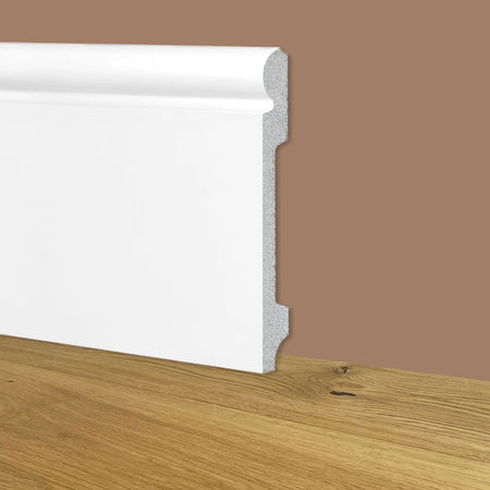 88ml bancale di Battiscopa Zoccolino BIANCO mod. OLANDESE 145x18x2000mm in POLIMERI - Polistrutturato - Eternal Parquet
