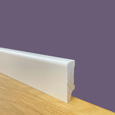 Bancale da 96ML di BATTISCOPA ZOCCOLINO in legno MASSELLO di ABETE 40X12 Squadrato bianco - Eternal Parquet