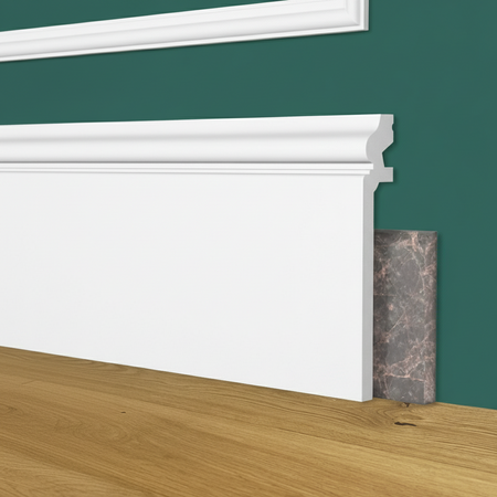 Battiscopa coprimarmo DUCALE Alto BIANCO 138x22x2000mm in POLIMERI - Polistrutturato