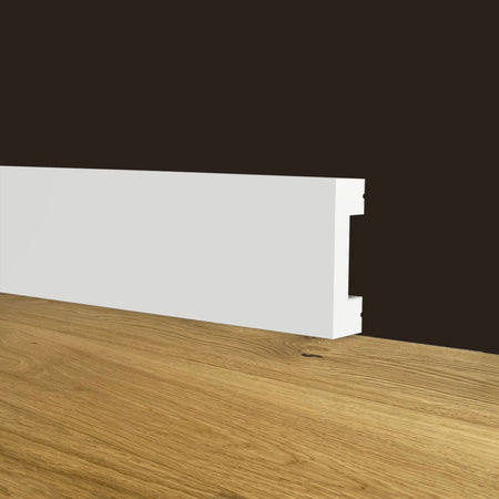 Battiscopa SQUADRATO BIANCO BASSO 30x10x2000mm in POLIMERI - Polistrutturato - Eternal Parquet