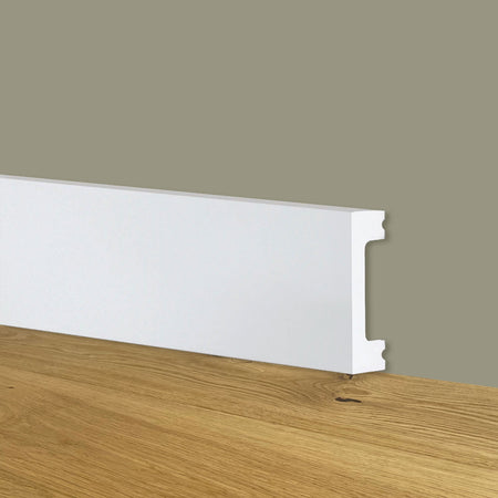 Battiscopa SQUADRATO BIANCO Passacavo 50x13x2000mm in POLIMERI - Polistrutturato - Eternal Parquet