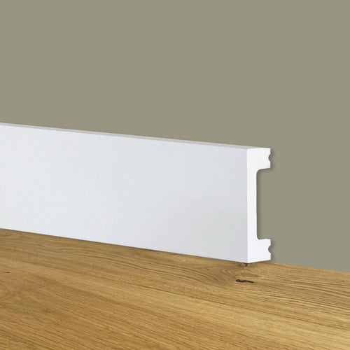 Battiscopa SQUADRATO BIANCO Passacavo 50x13x2000mm in POLIMERI - Polistrutturato - Eternal Parquet