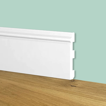 Battiscopa Zoccolino BIANCO mod. ETNICO 80x13x2000mm in POLIMERI - Polistrutturato