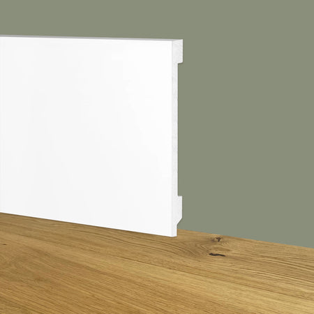 Battiscopa Zoccolino BIANCO Squadrato passacavo 100x15x2000mm in POLIMERI - Polistrutturato - Eternal Parquet