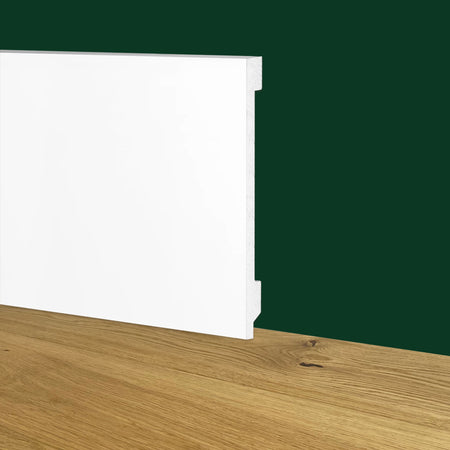 Battiscopa Zoccolino BIANCO Squadrato passacavo 120x15x2000mm in POLIMERI - Polistrutturato - Eternal Parquet
