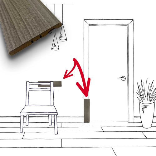 ***MEGA STOCK*** 2in1 MOSTRINA COPRIFILO BATTISEDIA in Fibra di legno 70X10 ROVERE GREY - Eternal Parquet