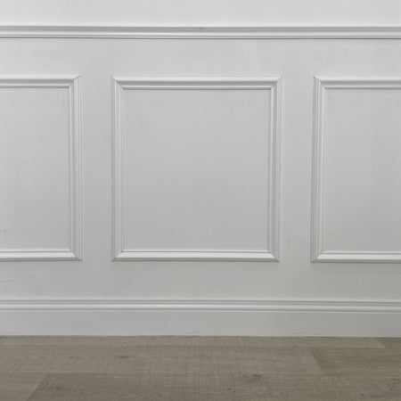 2 metri lineari di Boiserie in legno MASSICCIO di Ayous laccato bianco tutto incluso (200Lx100Hcm) - Eternal Parquet