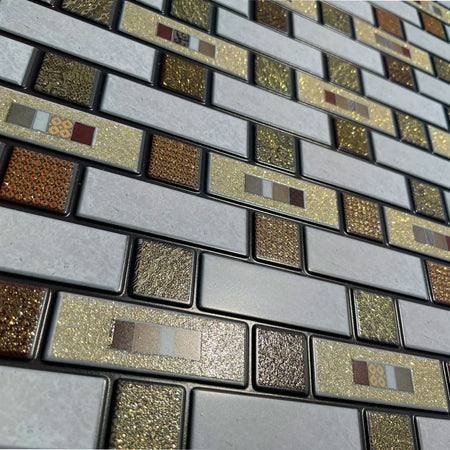 MAXI Pannelli 3D HI-RES Rivestimento a parete in PVC - MATTONCINI ORO - Realistici e isolanti. - Eternal Parquet