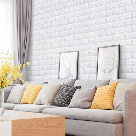 Pannelli 3D Autoadesivi in PE 70X70cm MATTONI BIANCHI , isolanti, idrorepellenti, economici - Eternal Parquet
