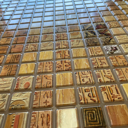 Pannelli 3D "AUTOADESIVI" in PVC EGYPT effetto MOSAICO BAGNO DOCCIA Realistici e isolanti. - Eternal Parquet