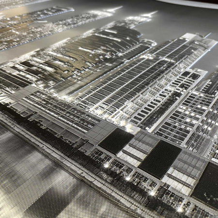 Pannelli 3D Rivestimento a parete in PVC a rilievo realistici parato di design NIGHT METROPOLI BW - Eternal Parquet