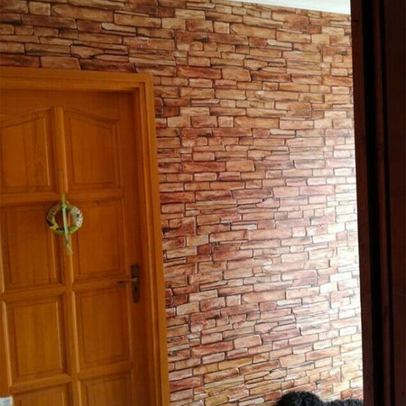 Pannelli 3D Rivestimento a parete in PVC effetto LASTRE DI PIETRA ROSSE Realistici e isolanti. - Eternal Parquet
