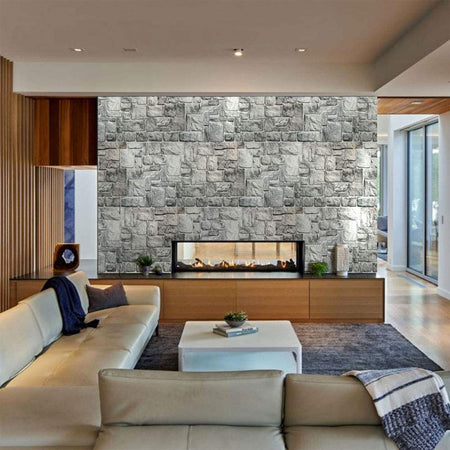 Pannelli 3D Rivestimento a parete in PVC effetto pietra GRIGIA NATURALE Realistici e isolanti. - Eternal Parquet