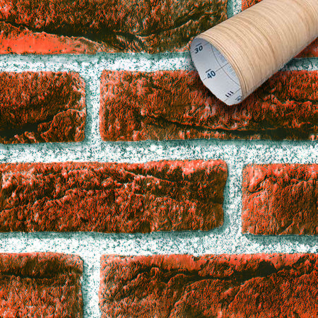 Rotolo 45cm x 15mt di pellicola adesiva effetto MATTONI ROSSI 3d HD per mura e mobili - Eternal Parquet