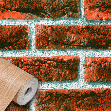 Rotolo 45cm x 15mt di pellicola adesiva effetto MATTONI ROSSI 3d HD per mura e mobili - Eternal Parquet