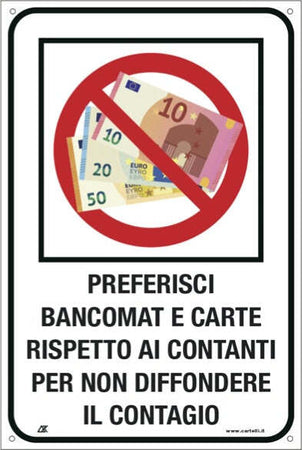 Etichetta - ''Preferisci Bancomant e carte...'' - 20x30 cm - Cartelli Segnalatori Fai da te/Sicurezza e protezione/Attrezzature per sicurezza sul lavoro/Segnaletica antinfortunistica Eurocartuccia - Pavullo, Commerciovirtuoso.it
