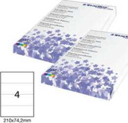 Etichetta adesiva - permanente - 210x74 2 mm - 4 etichette per foglio - bianco - Starline - conf. 100 fogli A4 Cancelleria e prodotti per ufficio/Archivio ufficio e accessori per scrivania/Etichette divisori per schedario e timbri/Etichette ed etichette adesive/Etichette per stampanti Eurocartuccia - Pavullo, Commerciovirtuoso.it