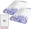Etichetta adesiva - permanente - 38 1x21 2 mm - angoli tondi - 65 etichette per foglio - bianco - Starline - conf. 100 fogli A4 Cancelleria e prodotti per ufficio/Archivio ufficio e accessori per scrivania/Etichette divisori per schedario e timbri/Etichette ed etichette adesive/Etichette per stampanti Eurocartuccia - Pavullo, Commerciovirtuoso.it
