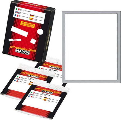 Etichetta adesiva - permanente - rettangolare - 142x110 mm - 1 etichetta per foglio - 10 fogli per busta - bianco - Markin [multipack] 25 pezzi Cancelleria e prodotti per ufficio/Archivio ufficio e accessori per scrivania/Etichette divisori per schedario e timbri/Etichette ed etichette adesive/Etichette per prezzatrici Eurocartuccia - Pavullo, Commerciovirtuoso.it