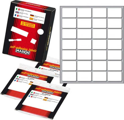 Etichetta adesiva - permanente - rettangolare - 28x19 mm - 28 etichette per foglio - 10 fogli per busta - bianco - Markin [multipack] 25 pezzi Cancelleria e prodotti per ufficio/Archivio ufficio e accessori per scrivania/Etichette divisori per schedario e timbri/Etichette ed etichette adesive/Etichette per prezzatrici Eurocartuccia - Pavullo, Commerciovirtuoso.it