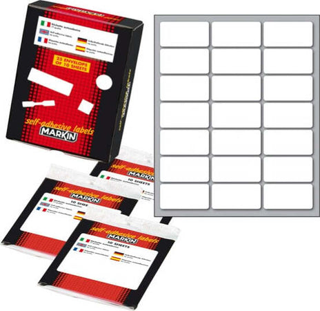 Etichetta adesiva - permanente - rettangolare - 37x19 mm - 21 etichette per foglio - 10 fogli per busta - bianco - Markin [multipack] 25 pezzi Cancelleria e prodotti per ufficio/Archivio ufficio e accessori per scrivania/Etichette divisori per schedario e timbri/Etichette ed etichette adesive/Etichette per prezzatrici Eurocartuccia - Pavullo, Commerciovirtuoso.it