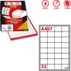Etichetta adesiva A407 - permanente - 47 5x35 mm - 32 etichette per foglio - bianco - Markin - scatola 100 fogli A4 Cancelleria e prodotti per ufficio/Archivio ufficio e accessori per scrivania/Etichette divisori per schedario e timbri/Etichette ed etichette adesive/Etichette per stampanti Eurocartuccia - Pavullo, Commerciovirtuoso.it