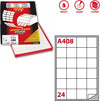 Etichetta adesiva A408 - permanente - 47 5x46 5 mm - 24 etichette per foglio - bianco - Markin - scatola 100 fogli A4 Cancelleria e prodotti per ufficio/Archivio ufficio e accessori per scrivania/Etichette divisori per schedario e timbri/Etichette ed etichette adesive/Etichette per stampanti Eurocartuccia - Pavullo, Commerciovirtuoso.it