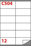 Etichetta adesiva C504 - permanente - 105x48 mm - 12 etichette per foglio - bianco - Markin - scatola 100 fogli A4 Cancelleria e prodotti per ufficio/Archivio ufficio e accessori per scrivania/Etichette divisori per schedario e timbri/Etichette ed etichette adesive/Etichette per stampanti Eurocartuccia - Pavullo, Commerciovirtuoso.it