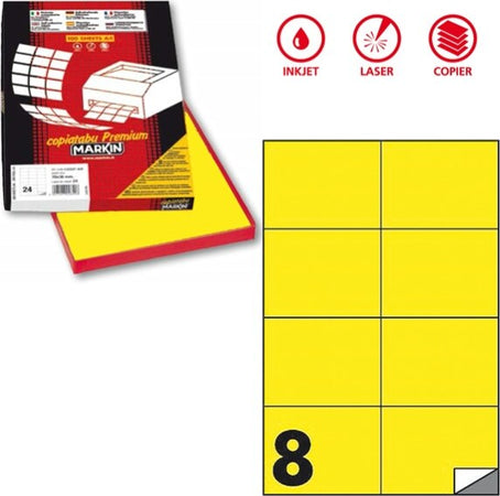 Etichetta adesiva C512 - permanente - 105x74 25 mm - 8 etichette per foglio - giallo fluo - Markin - scatola 100 fogli A4 Cancelleria e prodotti per ufficio/Archivio ufficio e accessori per scrivania/Etichette divisori per schedario e timbri/Etichette ed etichette adesive/Etichette per stampanti Eurocartuccia - Pavullo, Commerciovirtuoso.it