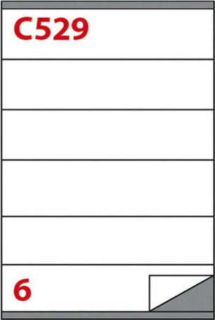 Etichetta adesiva C529 - permanente - 210x48 mm - 6 etichette per foglio - bianco - Markin - scatola 100 fogli A4 Cancelleria e prodotti per ufficio/Archivio ufficio e accessori per scrivania/Etichette divisori per schedario e timbri/Etichette ed etichette adesive/Etichette per stampanti Eurocartuccia - Pavullo, Commerciovirtuoso.it