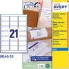Etichetta adesiva J8160 - permanente - adatta a stampanti inkjet - 63 5x38 1 mm - 21 etichetta per foglio - bianco - Avery - conf. 25 fogli A4 Cancelleria e prodotti per ufficio/Archivio ufficio e accessori per scrivania/Etichette divisori per schedario e timbri/Etichette ed etichette adesive/Etichette per stampanti Eurocartuccia - Pavullo, Commerciovirtuoso.it