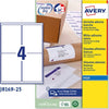 Etichetta adesiva J8169 - permanente - adatta a stampanti inkjet - 99 1x139 mm - 4 etichette per foglio - bianco - Avery - conf. 25 fogli A4 Cancelleria e prodotti per ufficio/Archivio ufficio e accessori per scrivania/Etichette divisori per schedario e timbri/Etichette ed etichette adesive/Etichette per stampanti Eurocartuccia - Pavullo, Commerciovirtuoso.it