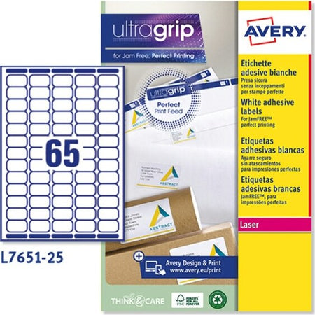 Etichetta adesiva L7651 - permanente - 38 1x21 2 mm - 65 etichette per foglio - bianco - Avery - conf. 25 fogli A4 [multipack] 5 pezzi Cancelleria e prodotti per ufficio/Archivio ufficio e accessori per scrivania/Etichette divisori per schedario e timbri/Etichette ed etichette adesive/Etichette per stampanti Eurocartuccia - Pavullo, Commerciovirtuoso.it