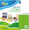 Etichetta adesiva LP4C - permanente - 105x48 mm - 12 etichette per foglio - verde opaco - Tico - conf. 70 fogli A4 Cancelleria e prodotti per ufficio/Archivio ufficio e accessori per scrivania/Etichette divisori per schedario e timbri/Etichette ed etichette adesive/Etichette per stampanti Eurocartuccia - Pavullo, Commerciovirtuoso.it