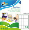 Etichetta adesiva LP4W - permanente - 47 7x70 mm - 16 etichette per foglio - bianco - Tico - conf. 100 fogli A4 Cancelleria e prodotti per ufficio/Archivio ufficio e accessori per scrivania/Etichette divisori per schedario e timbri/Etichette ed etichette adesive/Etichette per stampanti Eurocartuccia - Pavullo, Commerciovirtuoso.it