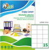 Etichetta adesiva LP4W - permanente - 70x50 8 mm - 15 etichette per foglio - bianca - Tico - conf. 100 fogli A4 Cancelleria e prodotti per ufficio/Archivio ufficio e accessori per scrivania/Etichette divisori per schedario e timbri/Etichette ed etichette adesive/Etichette per stampanti Eurocartuccia - Pavullo, Commerciovirtuoso.it